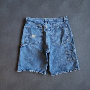 Y2K Wrangler Blue Denim Carpenter Dungaree Shorts 32
